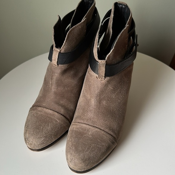 Rag & Bone Harrow Brown Suede Leather Strap Boots Stacked Heel Size 39 US 8.5 - Picture 7 of 17